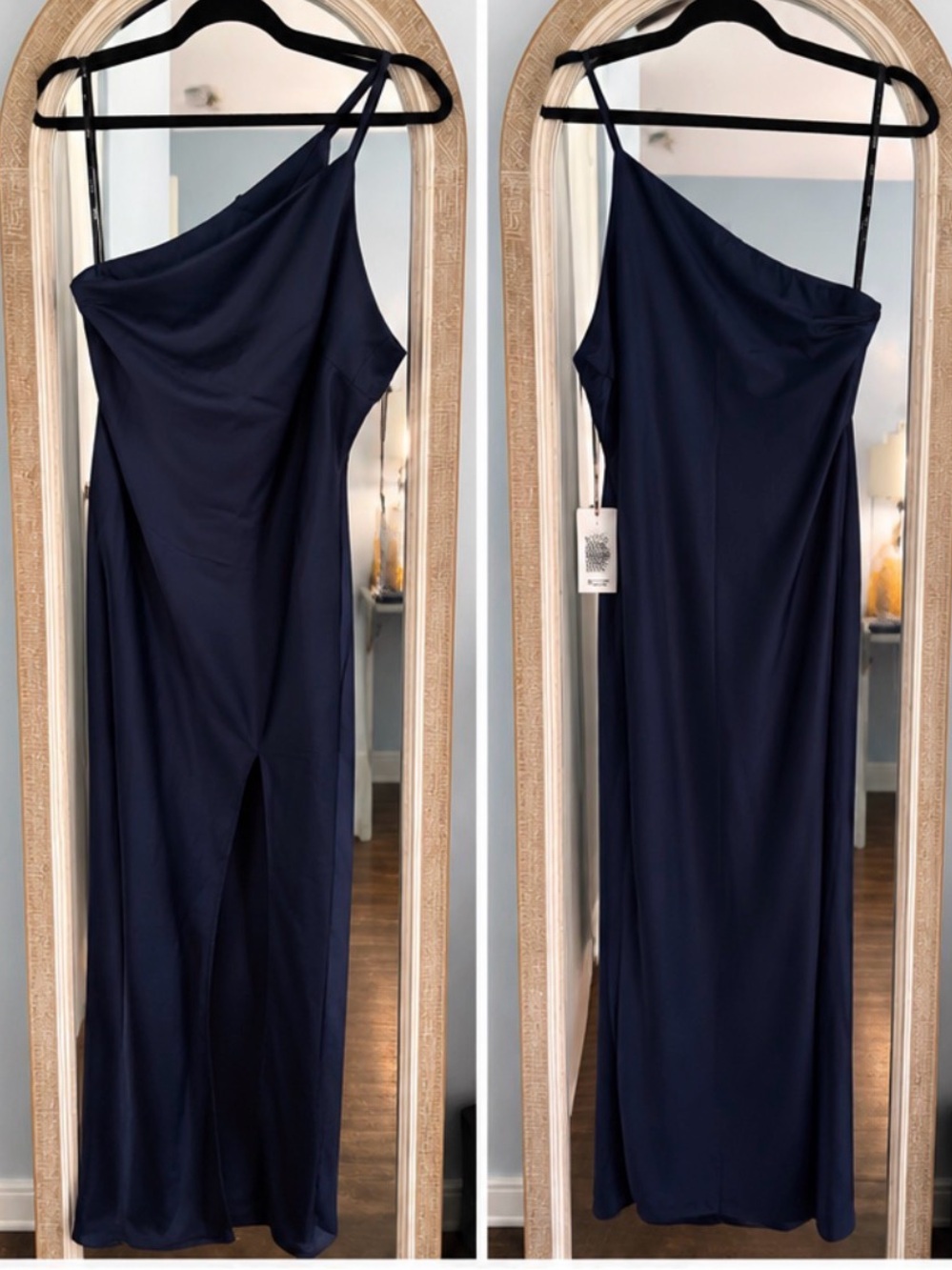 ASOS One-Shoulder Navy Blue Evening Dress